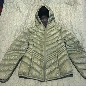 Olive Green Quilted Puffer Jacket